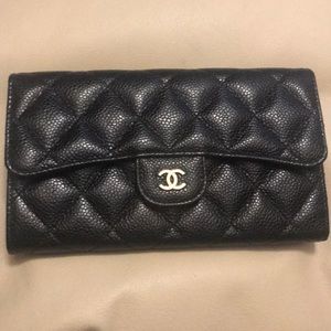 Chanel quilted trifold wallet